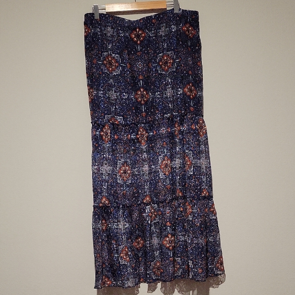 Xhilaration Floral Maxi Skirt in Navy and Rust